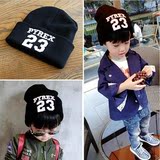 儿童帽子1-8岁男女童韩版秋冬新款字母23冰帽宝宝针织毛线保暖帽