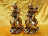 开光纯黄铜如意元宝猴摆件铜猴子福寿双全灵猴献桃铜器摆件摆设