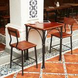 特价铁艺实木休闲桌椅组合饭店餐厅桌椅茶几咖啡餐吧桌椅三件套