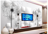 3D立体大型壁画 蒲公英客厅餐厅沙发电视背景墙纸无缝壁纸 简约