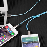 创意iphone6 5s数据线一拖二安卓充电线 拉链多功能充电线二合一