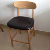 日式实木吧台椅子北欧现代简约白橡木家用休闲皮椅纯实木高脚椅