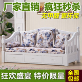 韩式田园沙发床欧式储物实木推拉床坐卧两用小户型折叠多功能折叠