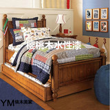 美式家具定制 实木儿童床单人床1.2 1.35米儿童拖箱储物床水性漆