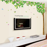 可移除超大浪漫绿色樱花大树 客厅卧室沙发电视背景装饰墙贴纸