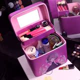 2016高档折叠化妆箱大容量专业护肤品收纳包 韩版可爱卡通化妆包