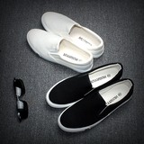 香港代购纯色男款帆布鞋白色简约韩版潮布鞋男士休闲平跟小白鞋