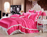 韩版四件套春公主纯色贡缎套件冰丝床单床上用品床罩床裙式特价