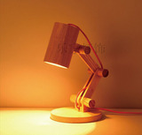 设计师北欧宜家静谧者圆筒可折式实木原木质台灯木头台灯装饰书房