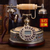 高档天然玉石欧式仿古电话机创意别墅中美式金属电话老式复古座机