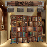 3D屏风隔断酒吧办公室咖啡厅书吧书房玄关门现代简约书架实木折屏