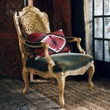 慕妃高端定制家具欧式美式新古典后现代实木雕花单人沙发椅IC78