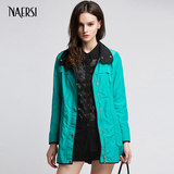 NAERSI/娜尔思夏季新款宽松中长款风衣A字版型女休闲短外套