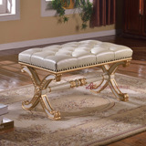 欧式法式白色床尾凳卧室真皮美式乡村换鞋凳床边凳床前凳实木长凳