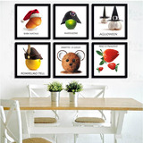 个性创意时尚美式装饰画餐厅水果蔬菜挂画厨房有框画墙画客厅壁画