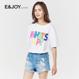 Etam/艾格 E＆joy2016夏新品圆领纯色印花短袖T恤女16082811885