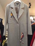 2015韩国新款中长款毛呢外套女冬修身显瘦刺绣羊毛呢子大衣加厚潮