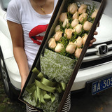 杭州鲜花速递19朵33朵香槟玫瑰礼盒滨江生日同城送花店母亲节鲜花