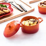 IJARL儿童迷你陶瓷炖蛋盅 微波炉烤箱用带盖保温锁水烤碗布 烘培