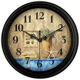 地中海时尚欧式挂钟客厅创意静音铁艺复古现代简约挂表美式时钟