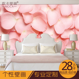侬卡大型壁画 电视沙发背景墙 墙纸壁画墙布 粉色玫瑰花瓣水滴