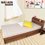 麦昆韩式日式板式床实木床颗粒板榻榻米1米 现代简约单人床家具