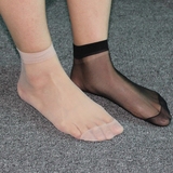 夏季超薄透明水晶丝袜女士丝袜短袜子隐形袜肉色白短筒对对袜批发