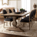美式复古做旧餐桌椅组合 欧式餐厅简约实木桌子 法式乡村长桌家具
