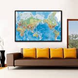 界地图挂画中国地图装饰画超大办公室书房背景墙挂图中文英文版世