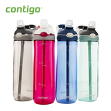 美国Contigo 锁扣运动吸管水杯水壶 健身便携成人带吸管杯子750ml