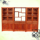 仿古家具榆木书柜转角自由组合书架中式明清柜实木展示柜博古架子