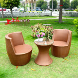 花瓶藤椅小茶几 三件套五件套花园创意阳台休闲桌椅组合 户外家具