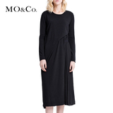 MOCo摩安珂2015冬装新款正品雪纺拼接长袖针织连衣裙MA144SKT45