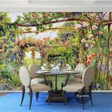 3D立体田园花卉客厅沙发餐厅背景墙纸空间延伸壁画无缝整张壁纸
