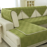 四季棉线编织布艺绿色沙发垫全棉防滑坐垫田园素色夏季沙发巾欧式