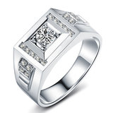 18K白金镶嵌30分天然南非钻石男士款结婚戒指0.36ct配钻时尚大气