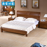 简约现代新中式全实木床1.8米双人床纯老榆木床1.5米高箱储物床