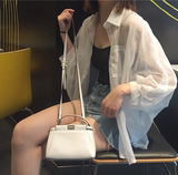 2016夏季韩版宽松中长款九分袖衬衫女白色雪纺开衫外搭披肩防晒衣