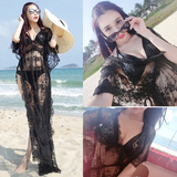 蕾丝透视泰国度假连衣裙明星同款海边沙滩长裙仙女神防晒泳衣罩衫