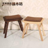 棉麻坐垫小方凳梳妆凳实木白橡木化妆凳带软垫换鞋凳板凳实木凳子
