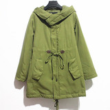 B3-1春秋装韩版女中长款薄外套 军绿色女款外套中长风衣0.76