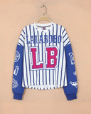 LALABOBO拉拉波波 2015秋季新款 LB大字母条纹薄款卫衣 长袖卫衣