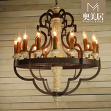 奥美居复古美式乡村复古吧台餐厅欧式客厅创意法式巴洛克树脂吊灯