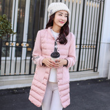 2015冬季新款韩版棉衣女中长款毛呢拼接时尚棉袄女士休闲外套