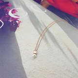 韩国 时尚迷你方块珍珠项链 钛钢镀玫瑰金锁骨链饰品 情人节礼物