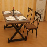 中式便宜实惠快餐桌椅 铁艺实木面馆餐桌多功能家用四人餐桌椅