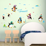 卡通可爱小企鹅动物墙贴纸卧室儿童房间创意装饰幼儿园墙壁粘贴画