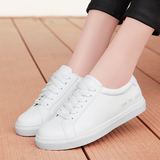 盾狐白色板鞋2016春夏季韩版运动休闲鞋低帮女鞋平底系带小白鞋潮