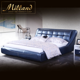Milland 时尚真皮床/欧式床/实木床榻榻米床/1.8米现代简约双人床