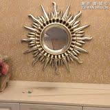 欧式镜复古太阳神镜子壁炉装饰镜艺术玻璃餐厅镜玄关镜金银色挂镜